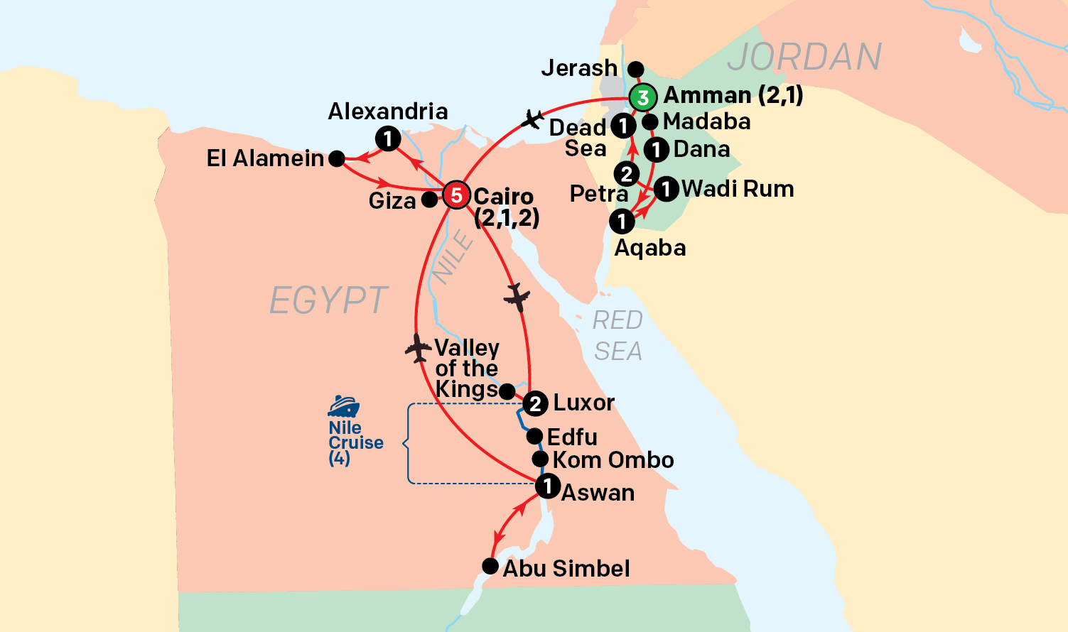 Map - Egypt & Jordan Discovery